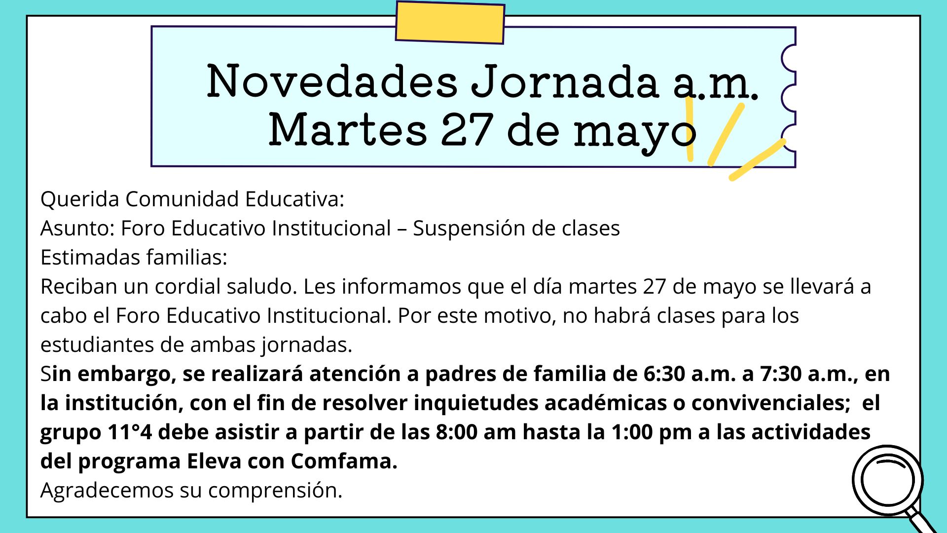 Novedades Martes 27 de mayo